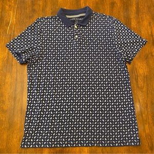 Men’s Navy Blue Paisley Print Polo - Size L